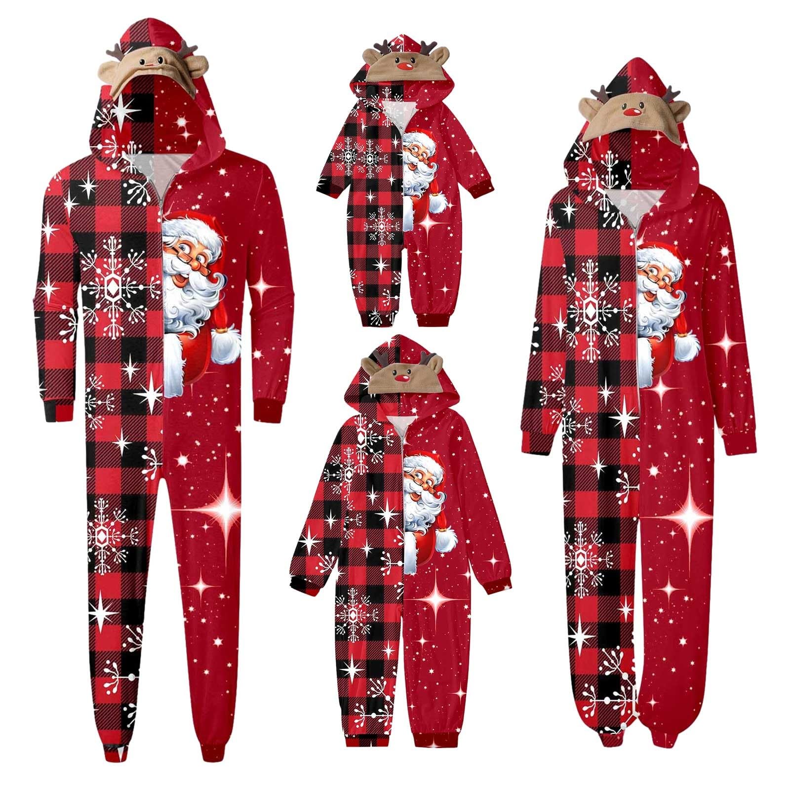 Produktbild von Weihnachtspyjama Familie Set Flanell Lustig Onesie Fleece