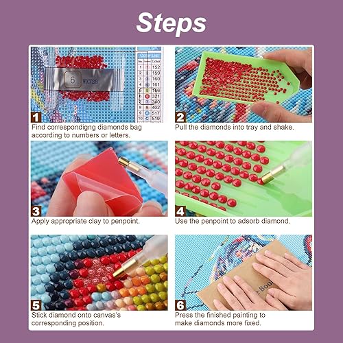 Miniatura 6 de Stalente Kits de pintura de diamantes para adultos, kits de arte de diamantes 5D para principiantes, pintura de diamante redonda para decoración de