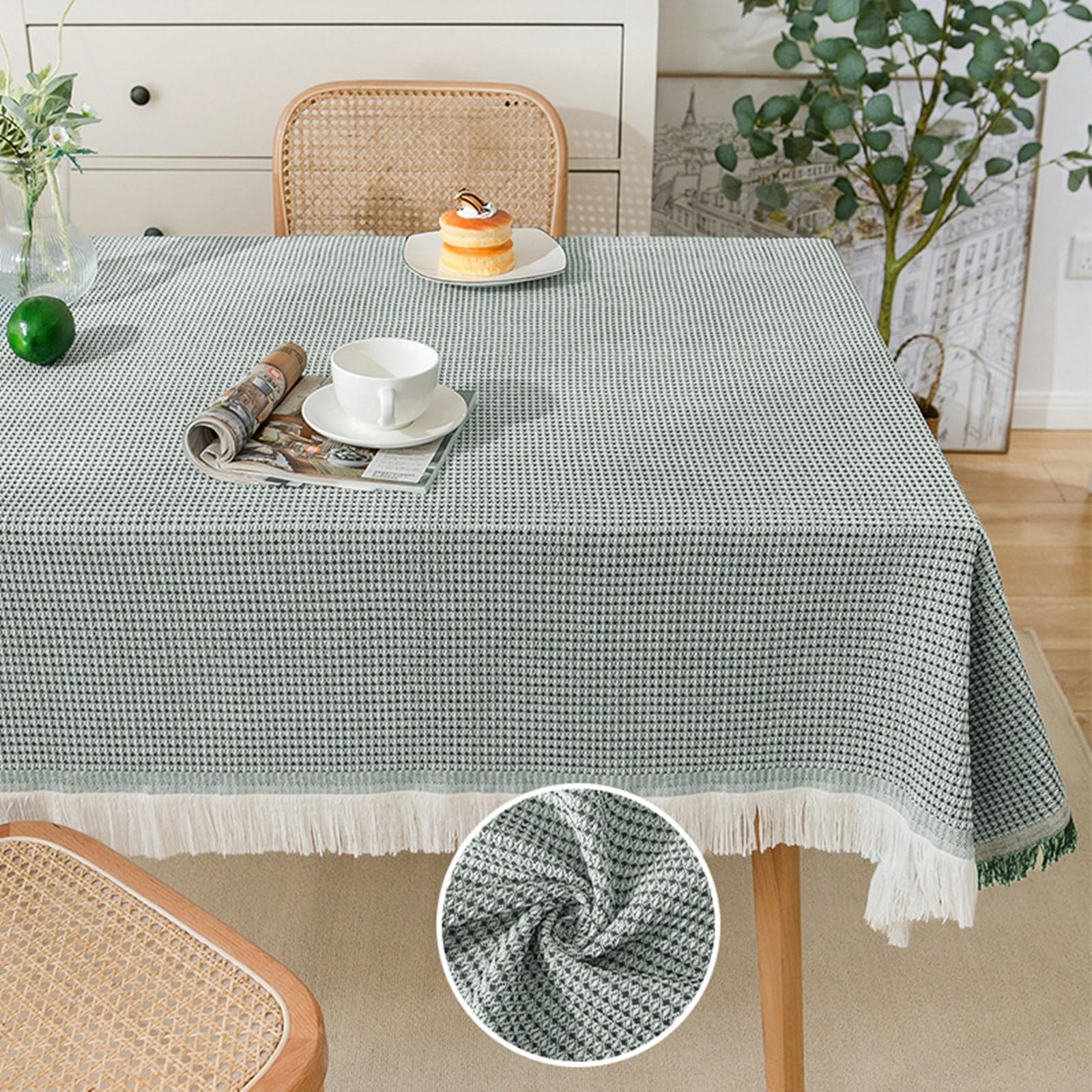 Tovaglia Lavabile, Tovaglia Rettangolare 180x380cm Waffle con Nappa