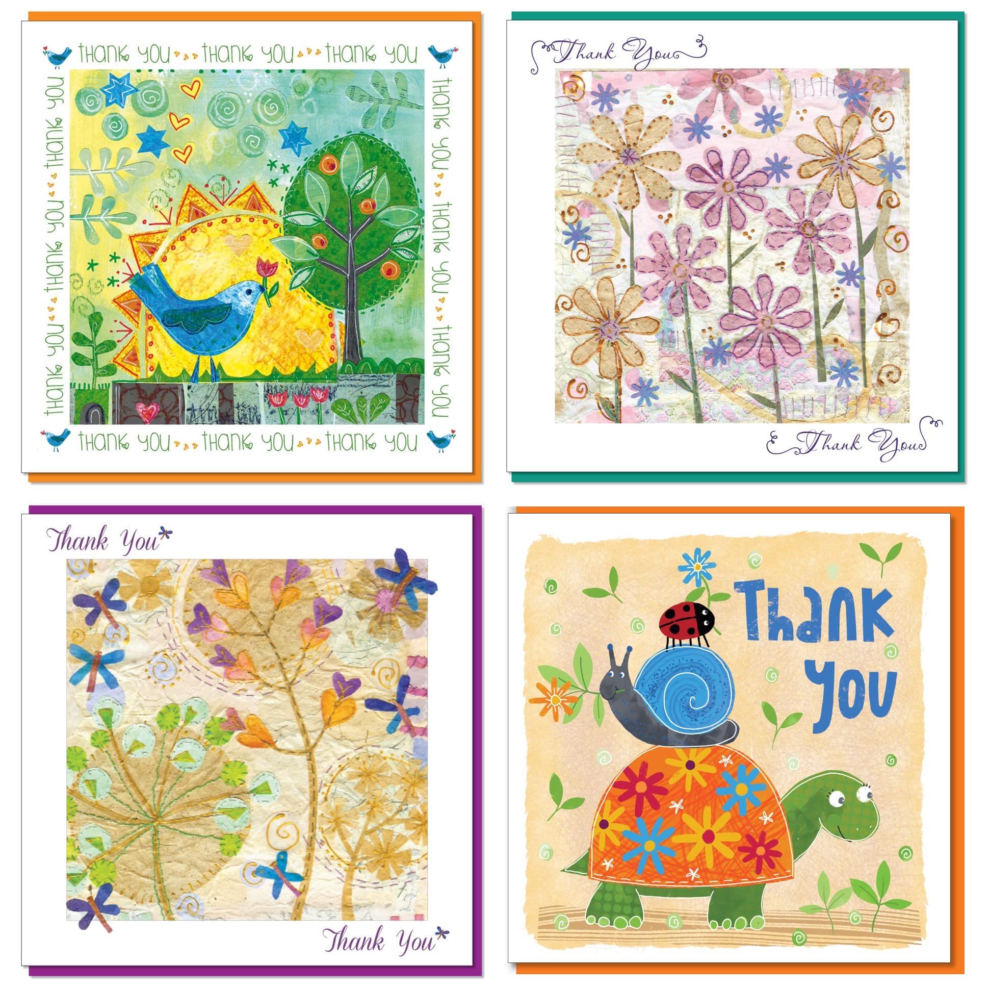 Christian Thank You Cards - Pack of thank you cards, 4 designs, with Bible verse on the inside left, by Just Cards Direct. (Flowers, Bird)