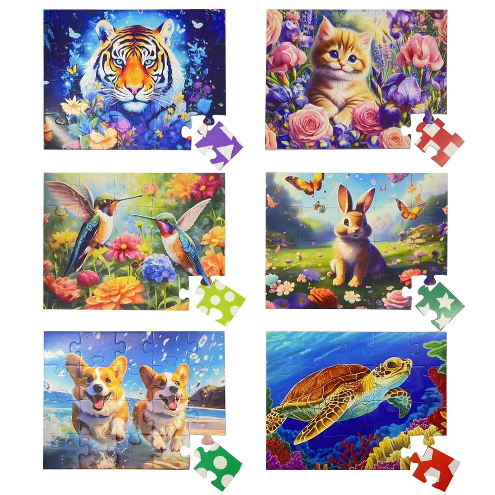 Jigso, 6 Jigsaw Puzzles with 20 Pieces Large Colorful Puzzles for Elderly Children Alzheimer's Disease, Memory and Cognition Games for Elderly