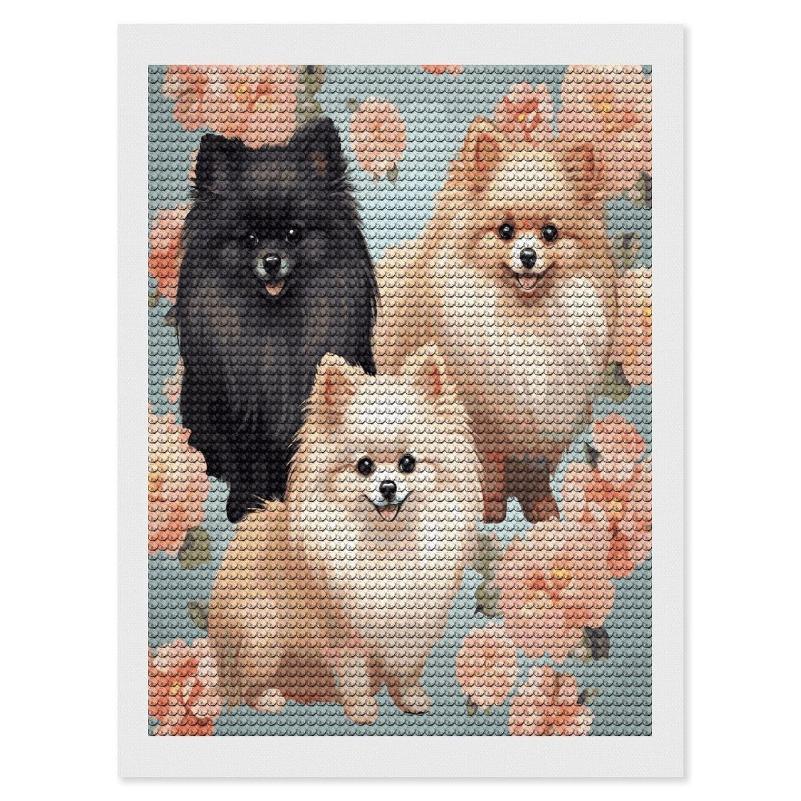 LDGSUPH Pomeranians Pattern Diamond Painting Kits for Adults Paint with Diamond Pictures Art DIY Full Drill Diamond Dots Painting Personalized Diamond Photo for Home Wall Decor Gift 12"x16"