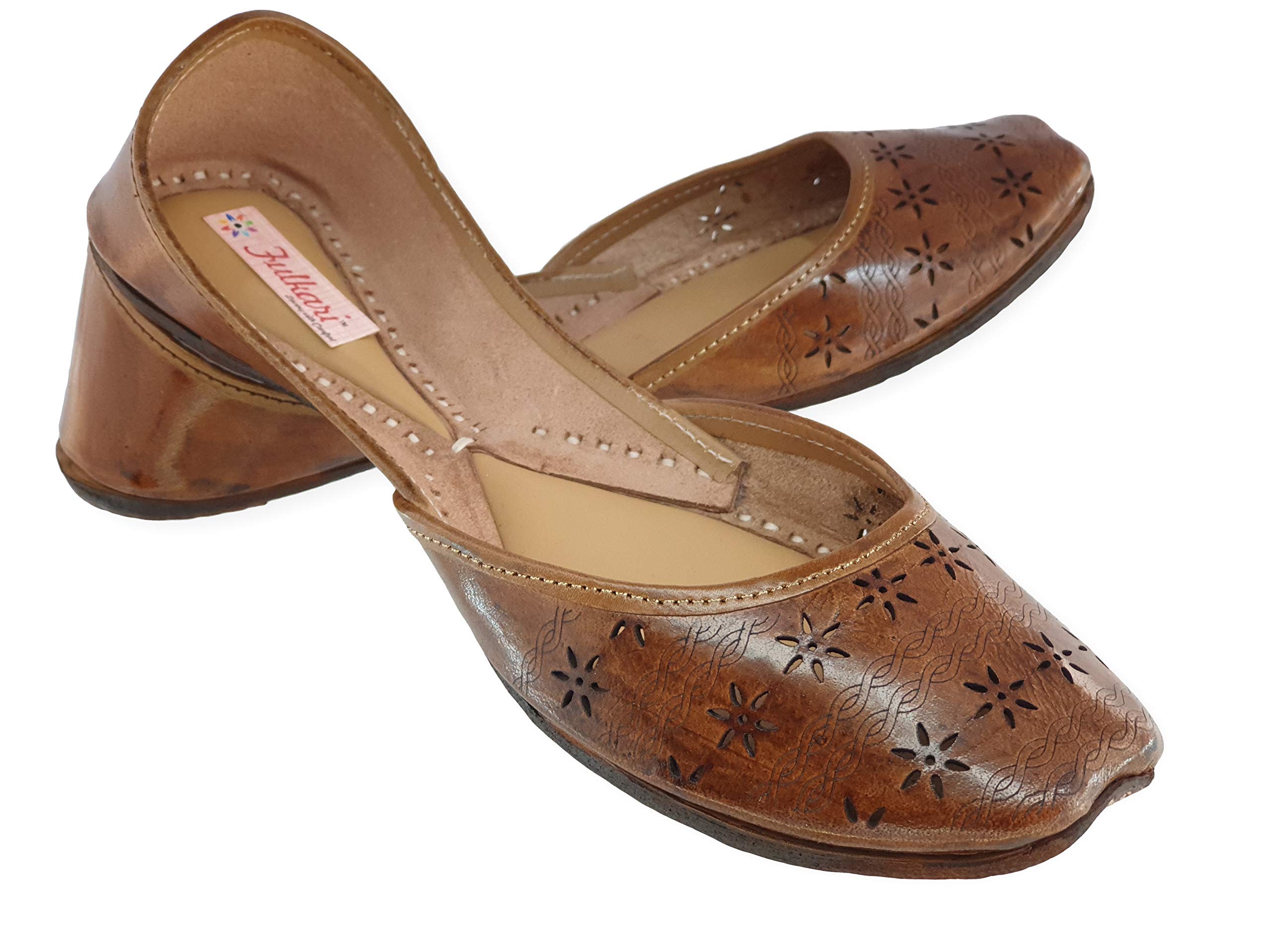 fulkari Women Cutwork Casual Genuine Soft Leather Jutis | Bite and Pinch Free Juttis | Punjabi Jutti | Girl's Office Flat Ladies Mojari | dailywear Ethnic Juti |-picture-24
