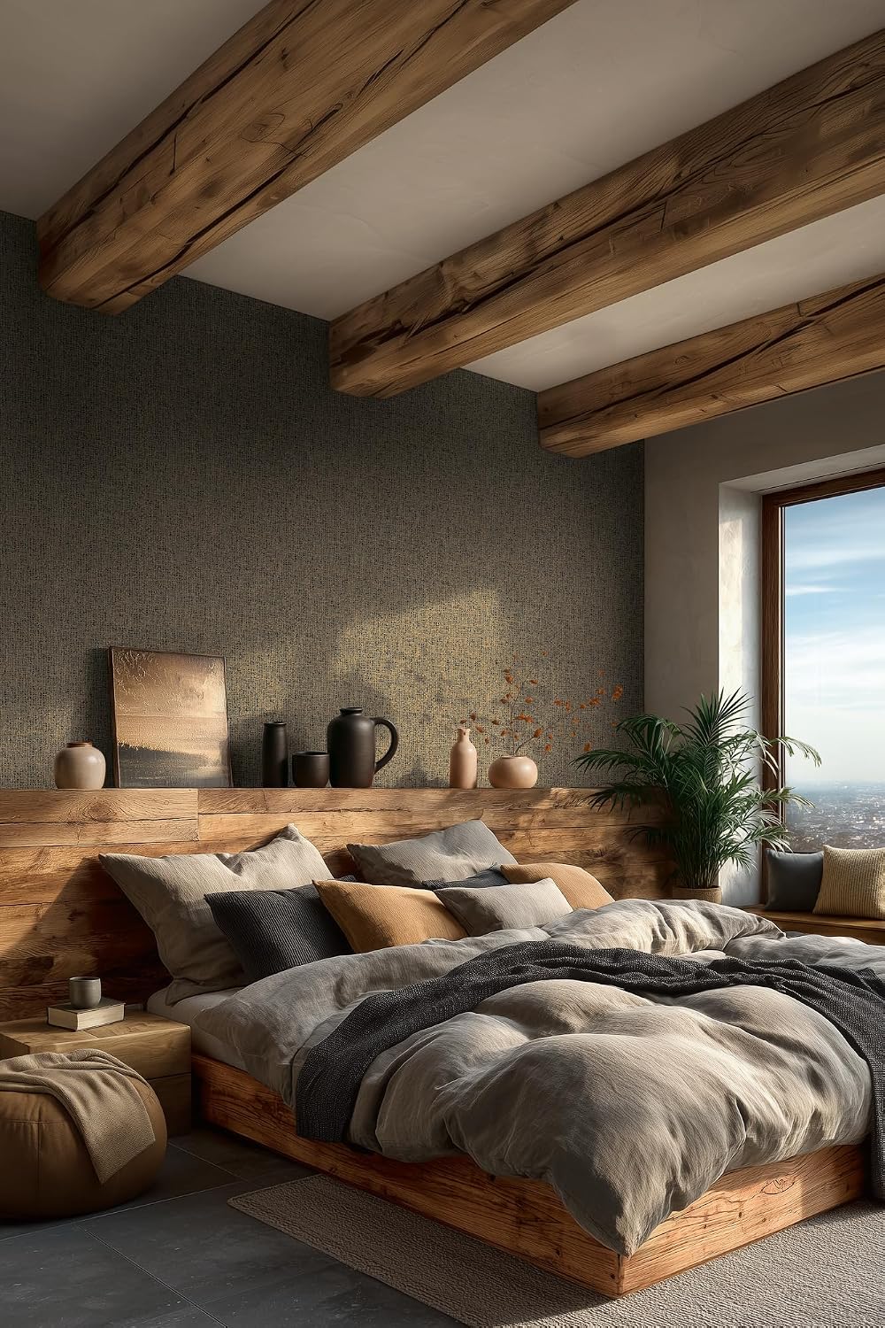 A.S. Création Vibes & Styles Jan Studio Sense & Surface Non-Woven Wallpaper - Textile Fabric Texture, Warm Earth Tones, Textured, Textured Wallpaper, Braid, 10.05 m x 0.53 m, Brown/Grey - 791124