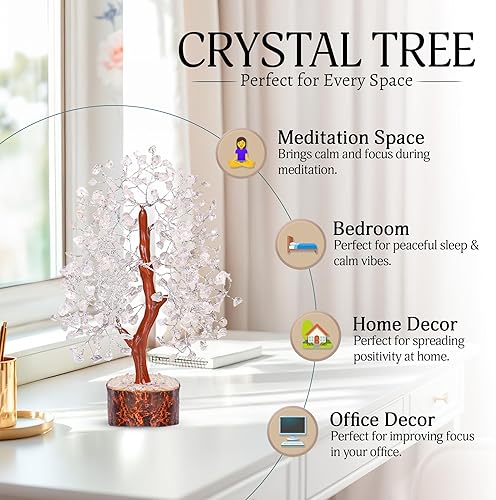 Miniatura 175 de YATSKIA - Árbol de cristal turquesa Feng Shui, alambre, bonsái Buhha, estatua reiki, Chakra curativo energía positiva, buena suerte dinero regalos