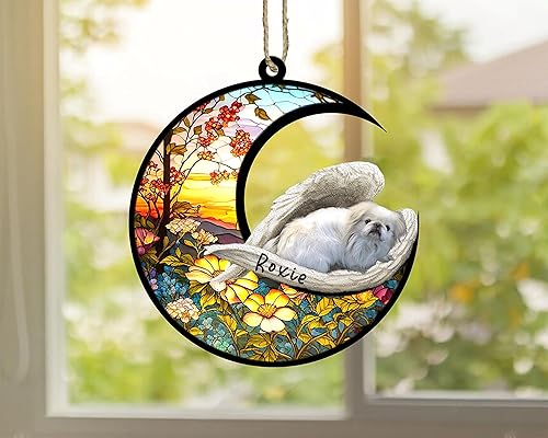 Miniatura 54 de Chow Chow Dog Memorial Suncatcher, adorno de Navidad Chow Chow con nombre, atrapador de pérdida de mascotas, regalos para los amantes de los perros