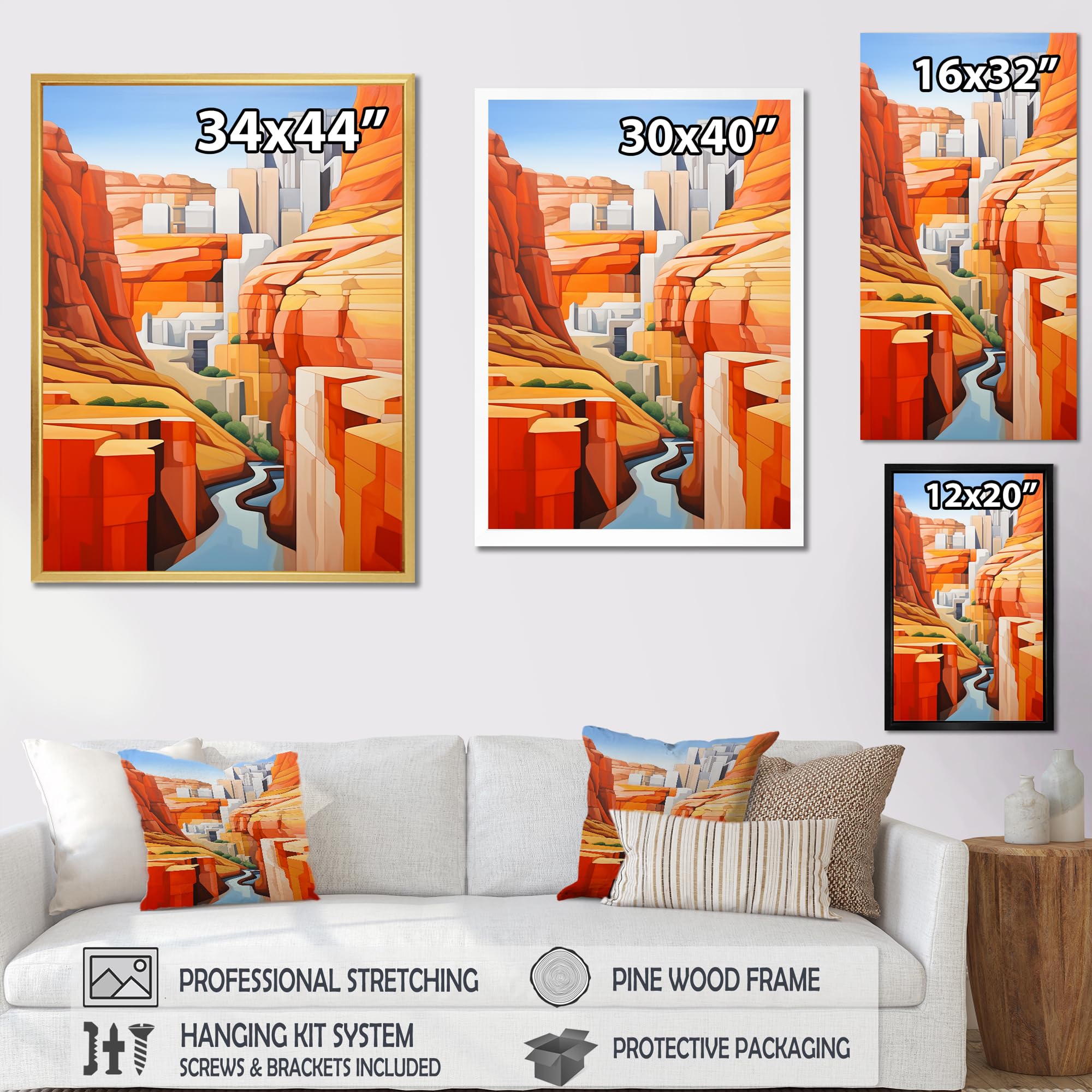 Canyon Design USA製　L Amazon.com: DesignQ Canyon Wall Art, Canyon De Stijl