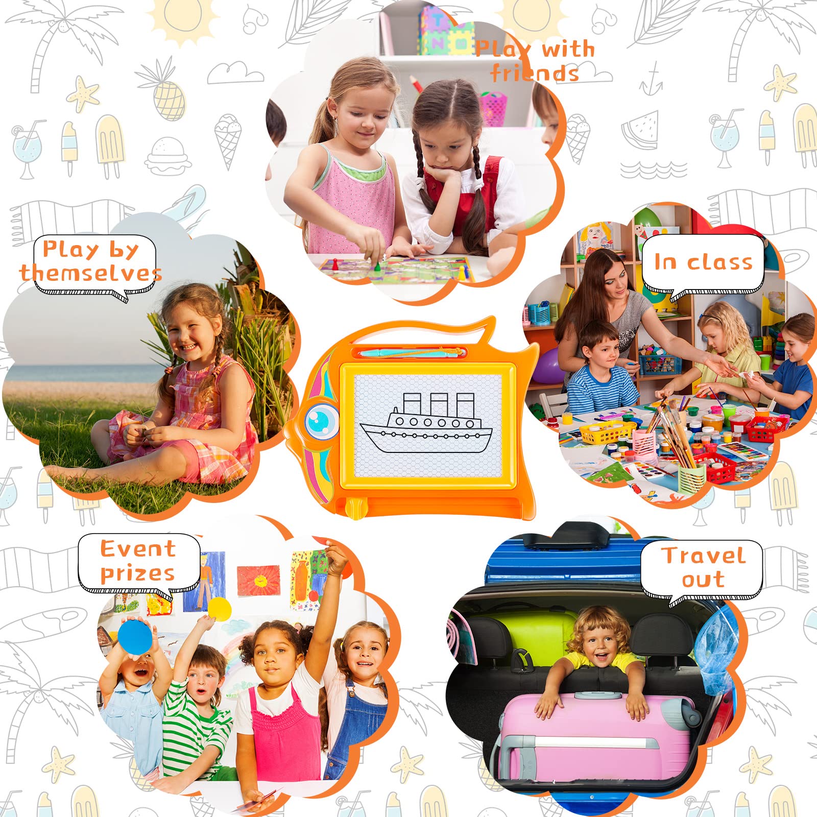 24 piezas de mini tablero magnético de dibujo para niños, tablero de garabatos borrable, bloc de escritura de bocetos colorido para recompensas de aula, premios, regalos de fiesta de cumpleaños 6