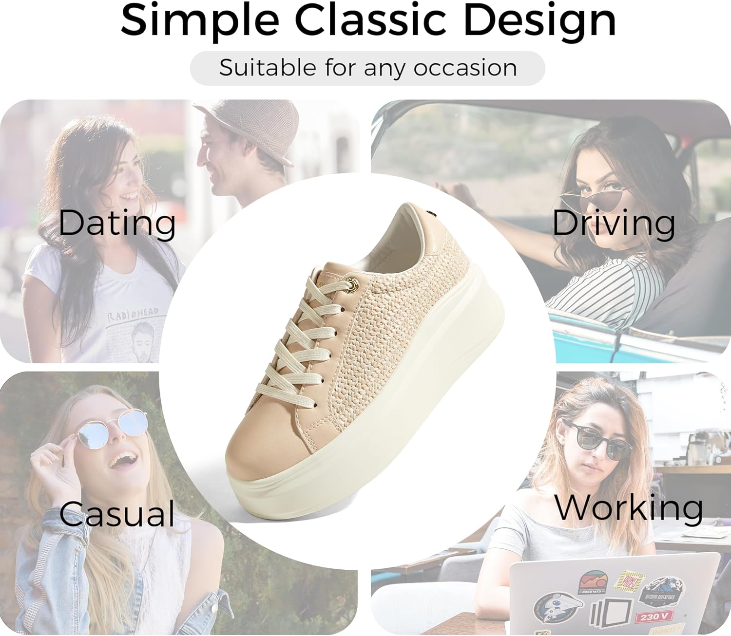 LUCKY STEP Women's Platform Fashion Sneakers Faux Leather Classic Tennis Shoes Low Top Casual Walking Shoes - Image 3