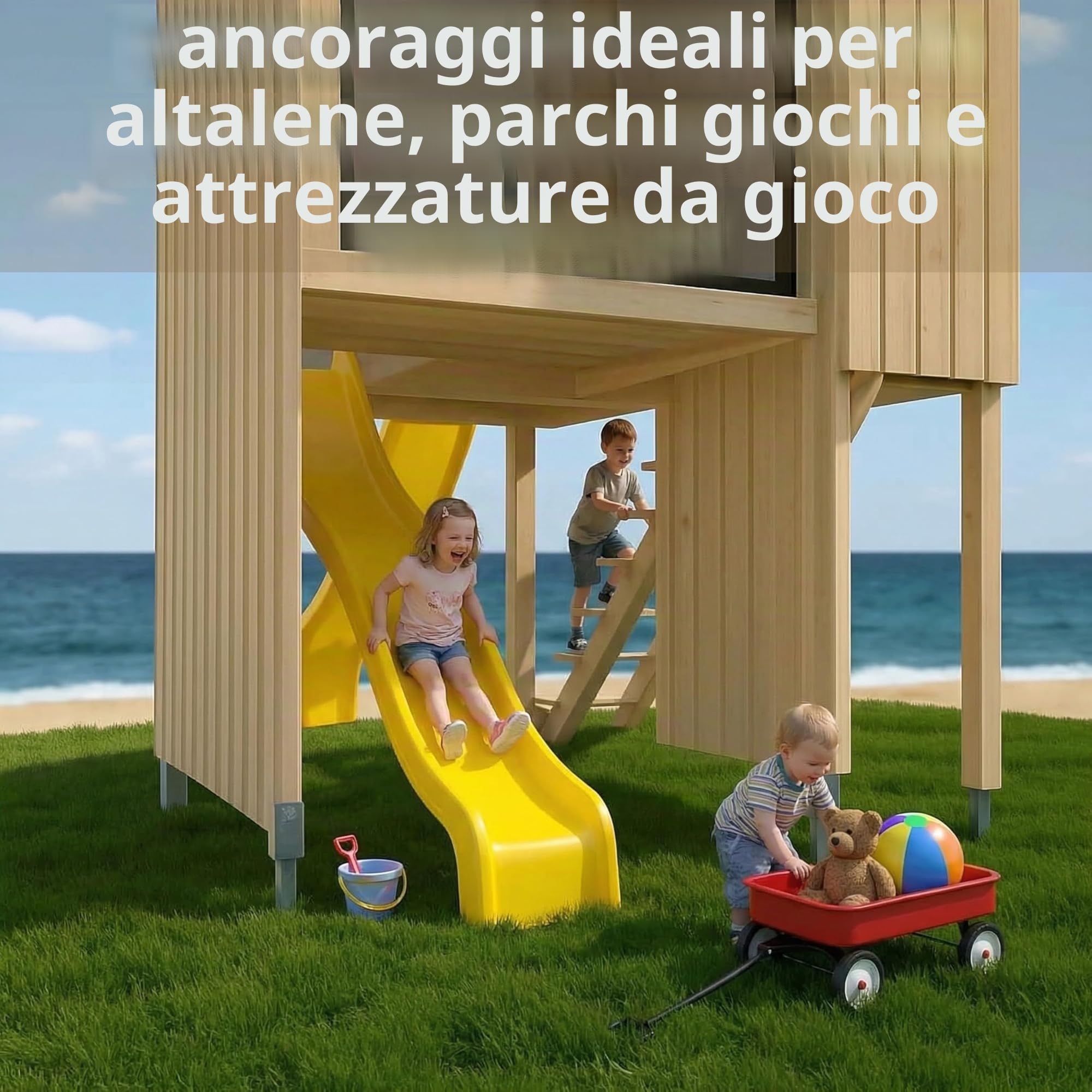 Manicotti a vite per pavimento, set da 6 pezzi, supporto a U, 70 x 70 cm, manicotti a vite, piedini di supporto, manicotti a vite, boccole a vite, ancoraggio a terra, profilo a U