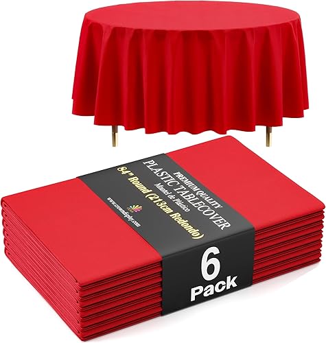 Miniatura 57 de Exquisite Mantel Redondo Premium Azul Claro 66% Más Grueso 0.5 Mil Paquete de 12 Manteles de Mesa de Plástico Desechables de 84 Pulgadas Mantel Azul