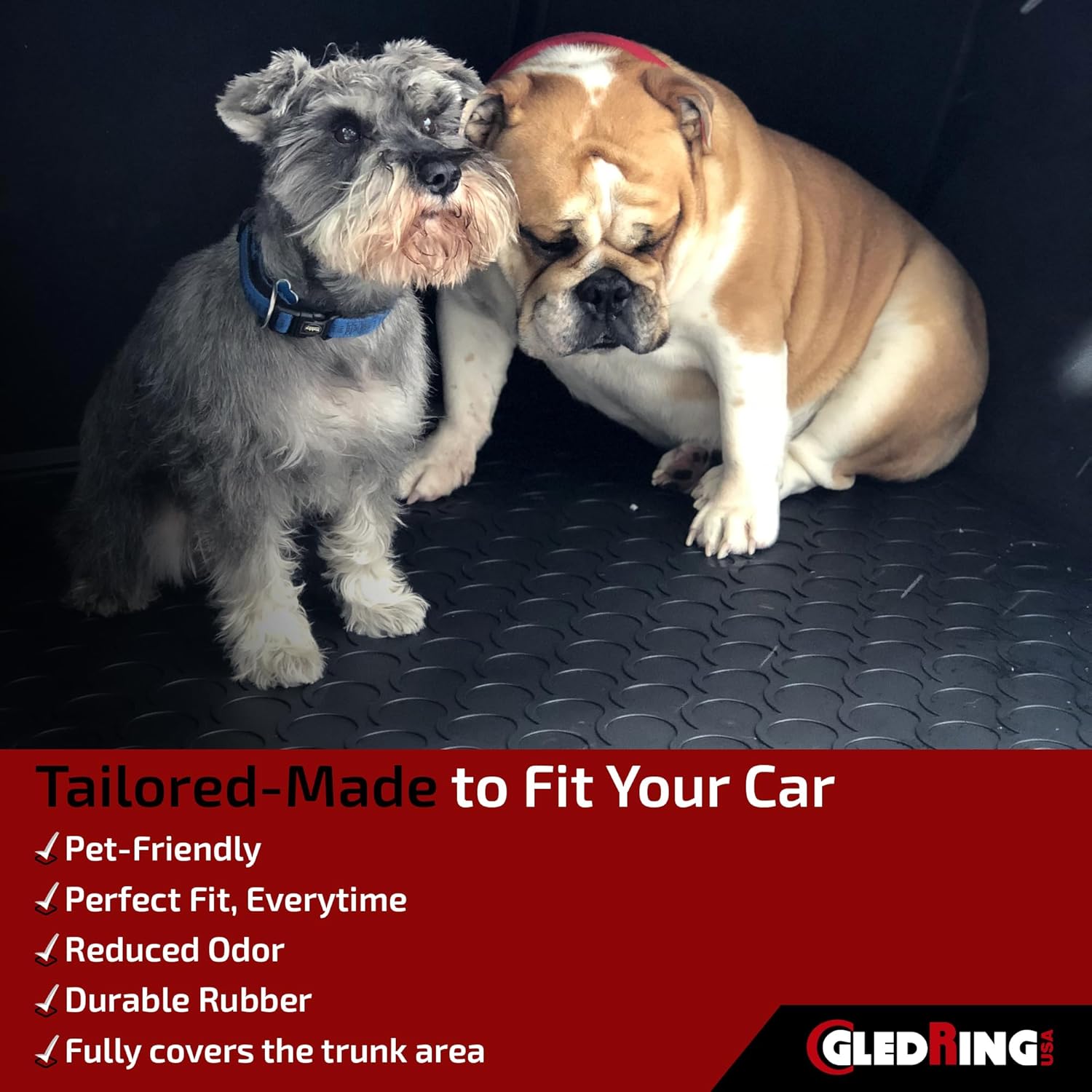 Gledring USA Custom Fit All-Weather Rubber Cargo Liner Intended for BMW 5 Series 528i / 535i / 550i Sedan (F11) 2011-2017, No Trimming Required, Tailored Custom Fit, Protects from Rain, Mud & Snow