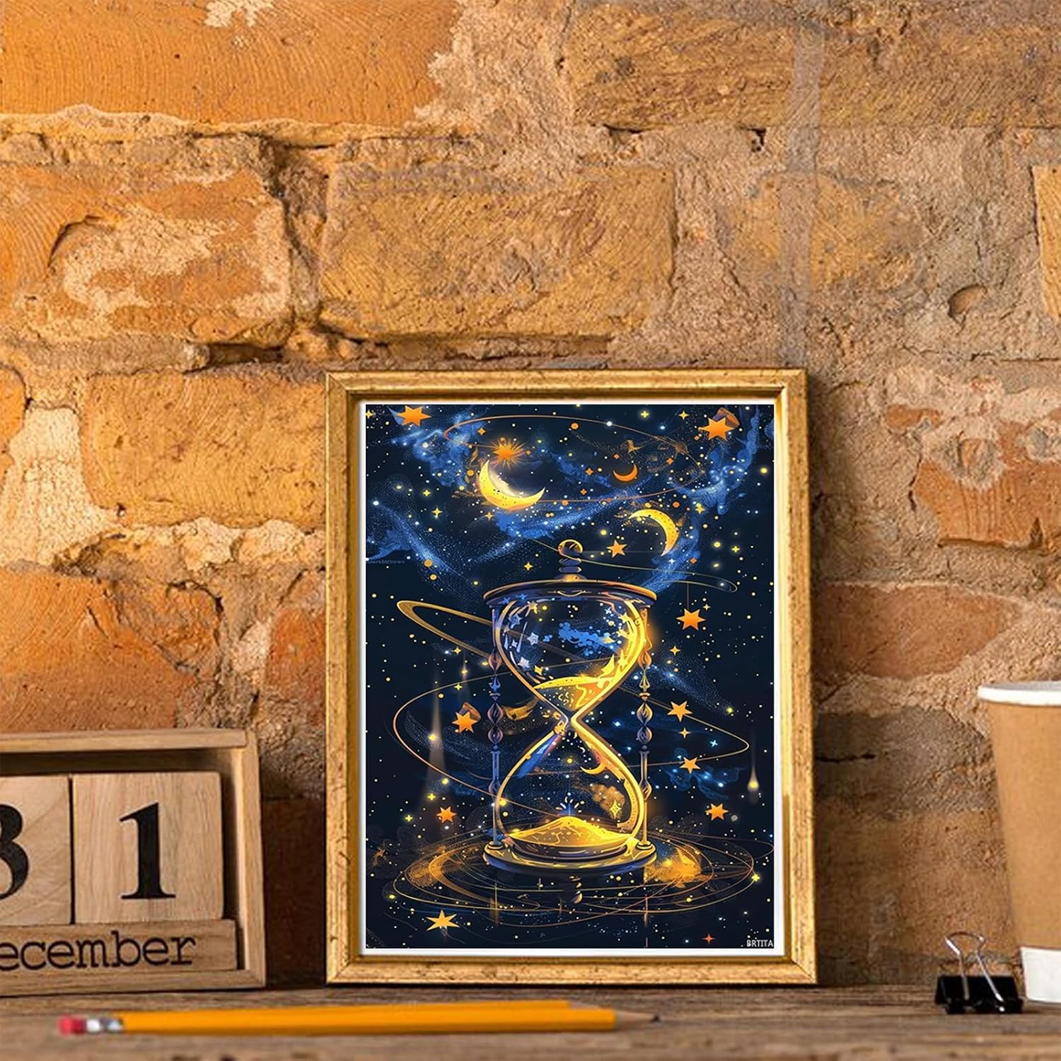 BRTITA 5D Adult Diamond Painting Hourglass Kit, Mystery of The Stars, Moon and Star DIY Gem Art Painting with Diamond Home Wall Trim 12x16in / 30x40cm