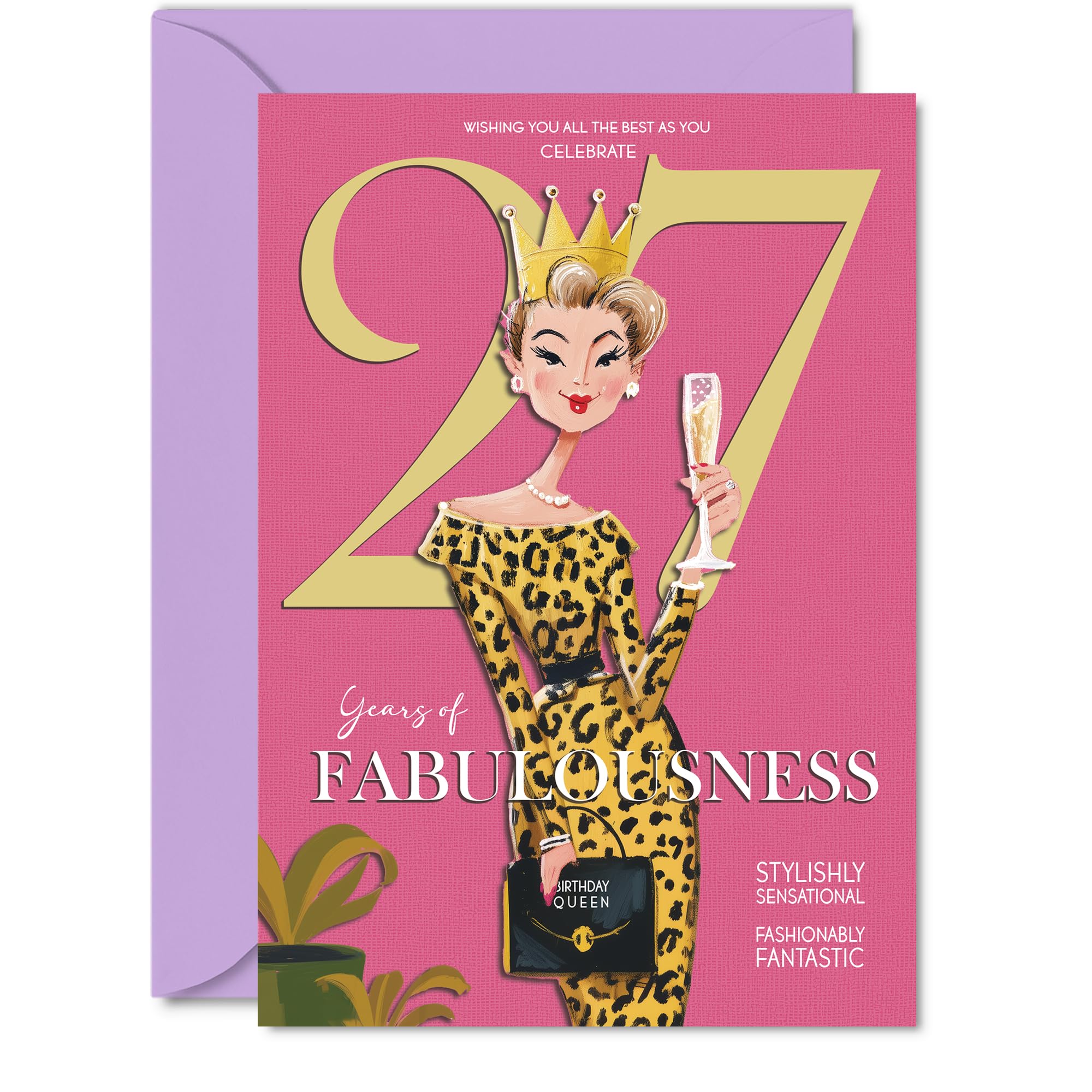 27th Birthday Cards for Women - Years Of Fabulousness - Happy Birthday Card for 27 Year Old Woman Daughter Wife Niece Cousin, 5x7 Inch Bday Greeting Cards