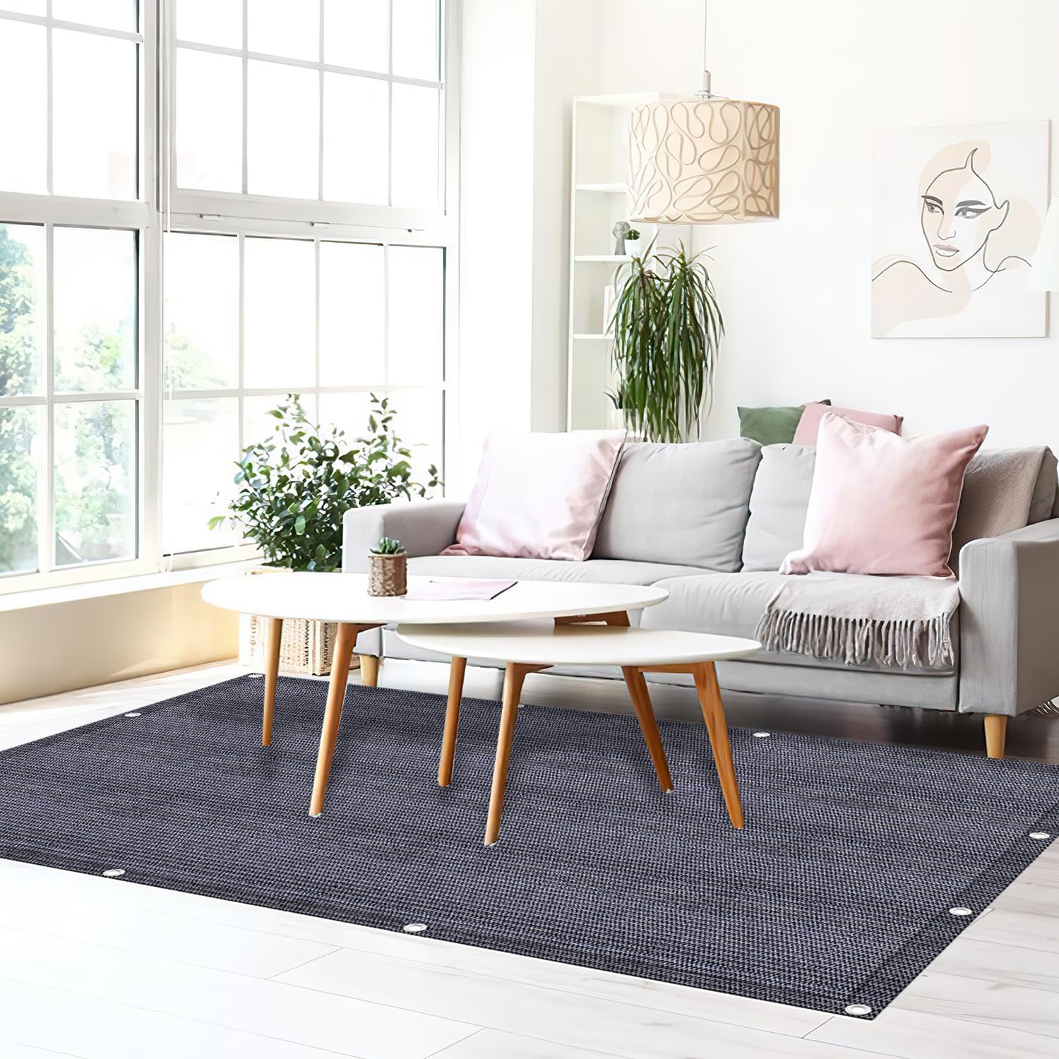 Ikodm Tapis d'auvent, tapis de camping d'extérieur avec sac de transport et sardines, tapis de tente de qualité supérieure pour les activités de plein air avec stabilité UV et respirant antidérapant