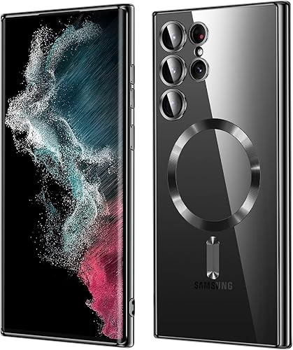 Hurgoer Funda para Samsung Galaxy S22 Ultra, fundas para s22u. Magnética metálica, brillante, delgada, transparente, de lujo, suave, a prueba de Hurgoer Funda para Samsung Galaxy S22 Ultra, fundas para s22u. Magnética metálica, brillante, delgada, transparente, de lujo, suave, a prueba de