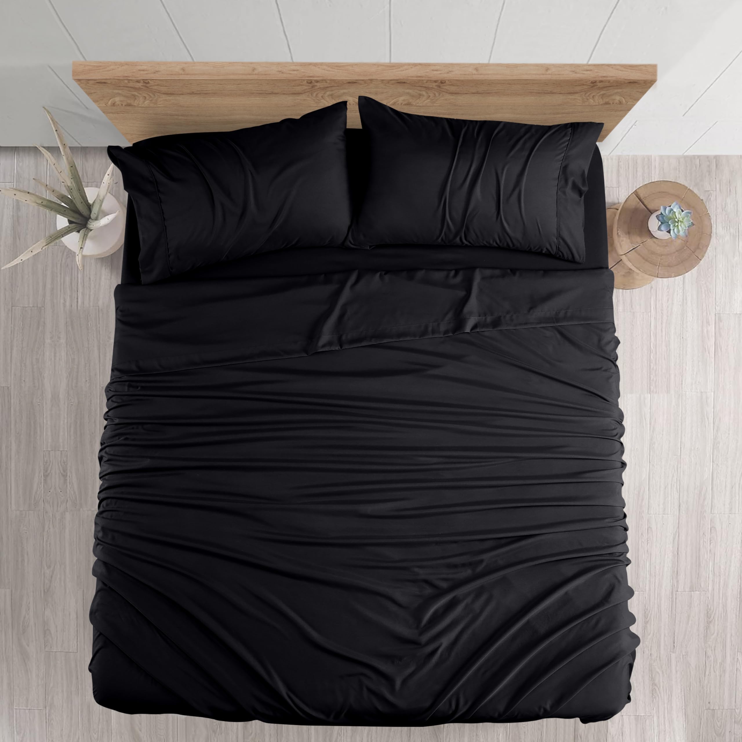 Utopia Bedding Queen Sheet Set – Brushed Microfiber – Ultra Soft Bed Sheets for Queen Size Bed Set – Deep Pocket, Wrinkle & Fade Resistant – Includes 1 Fitted, 1 Flat, 2 Pillowcases (Grey): 04 - Black Queen