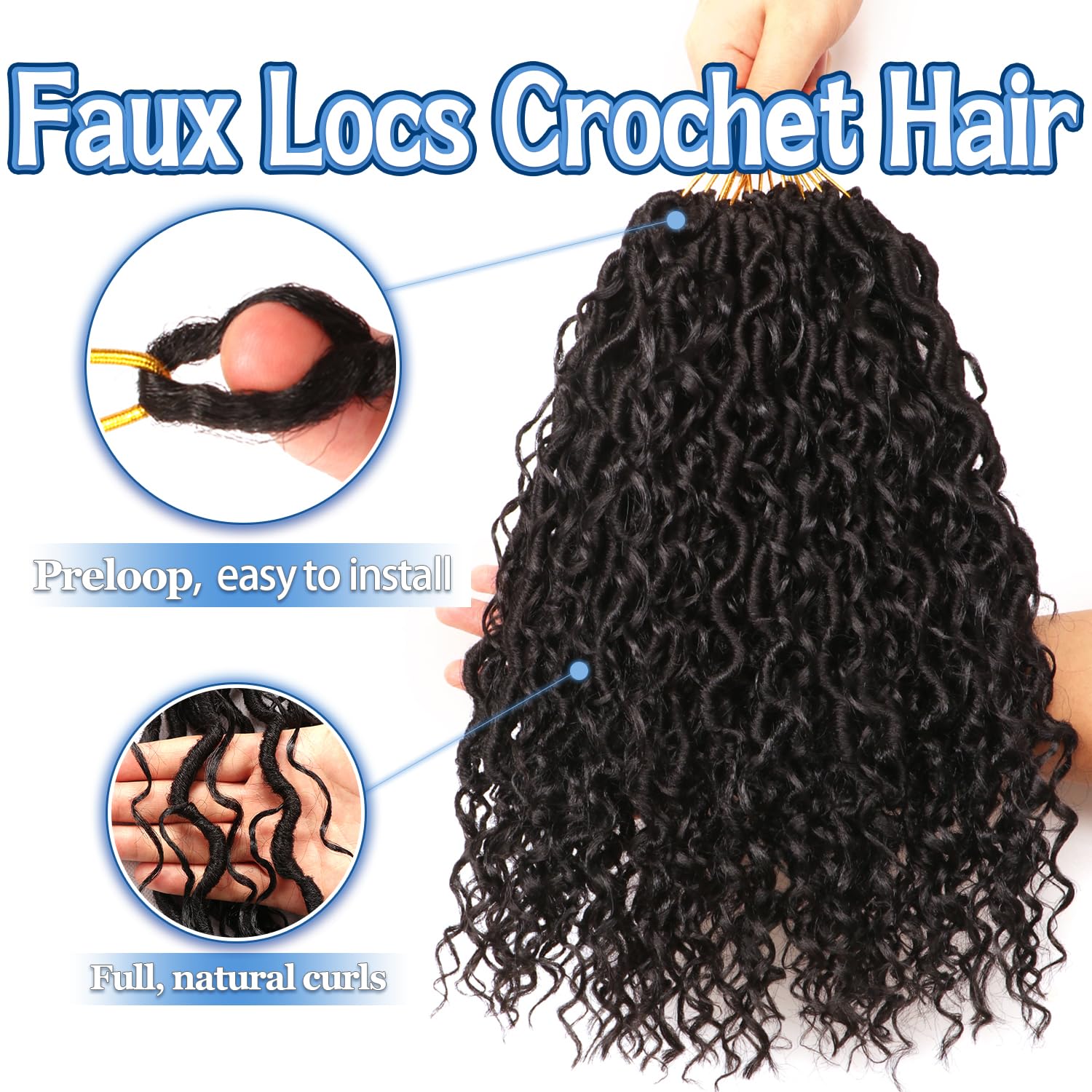 Faux Locs Crochet Hair Extensions Soft Locs Crochet Braids Hair Extensions for Braiding Hair Goddess Braids Extensions Hair Butterfly Locs (#1B - Image 4
