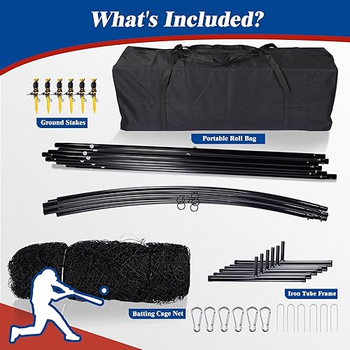 Miniatura 7 de Portable Baseball Batting Cage Net with Sturdy Steel Frame, 20FT 30X12X8FT Batting Cages for Backyard Baseball Training Equipment with Carry Bag