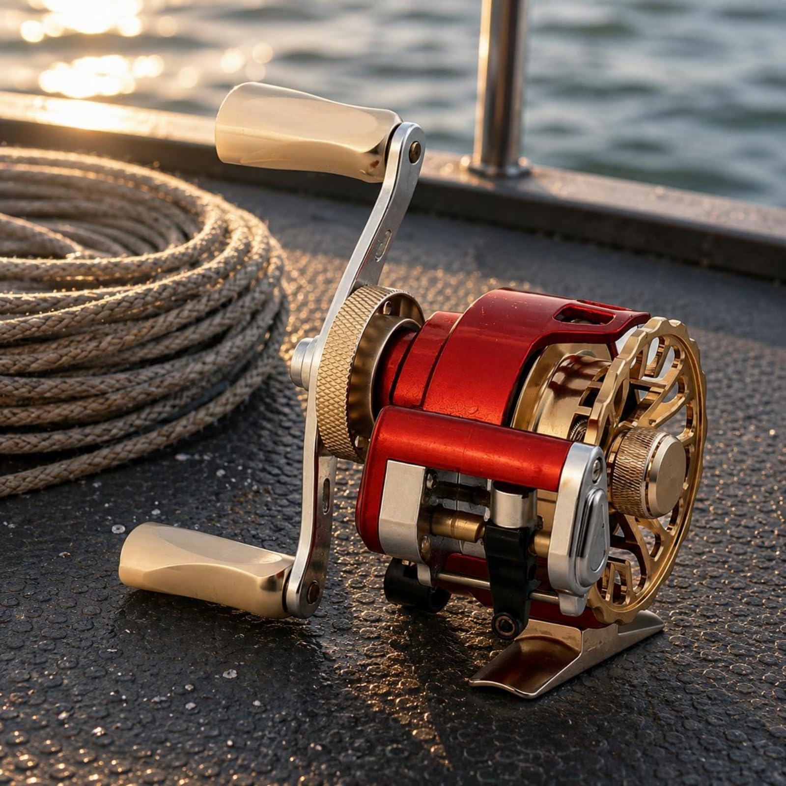 Carrete de Pesca Automático Bobina Metálica de Alta Eficiencia Manejo Sencillo Mango Plegable Cómodo con Fijación Resistente Adecuado para Pesca en