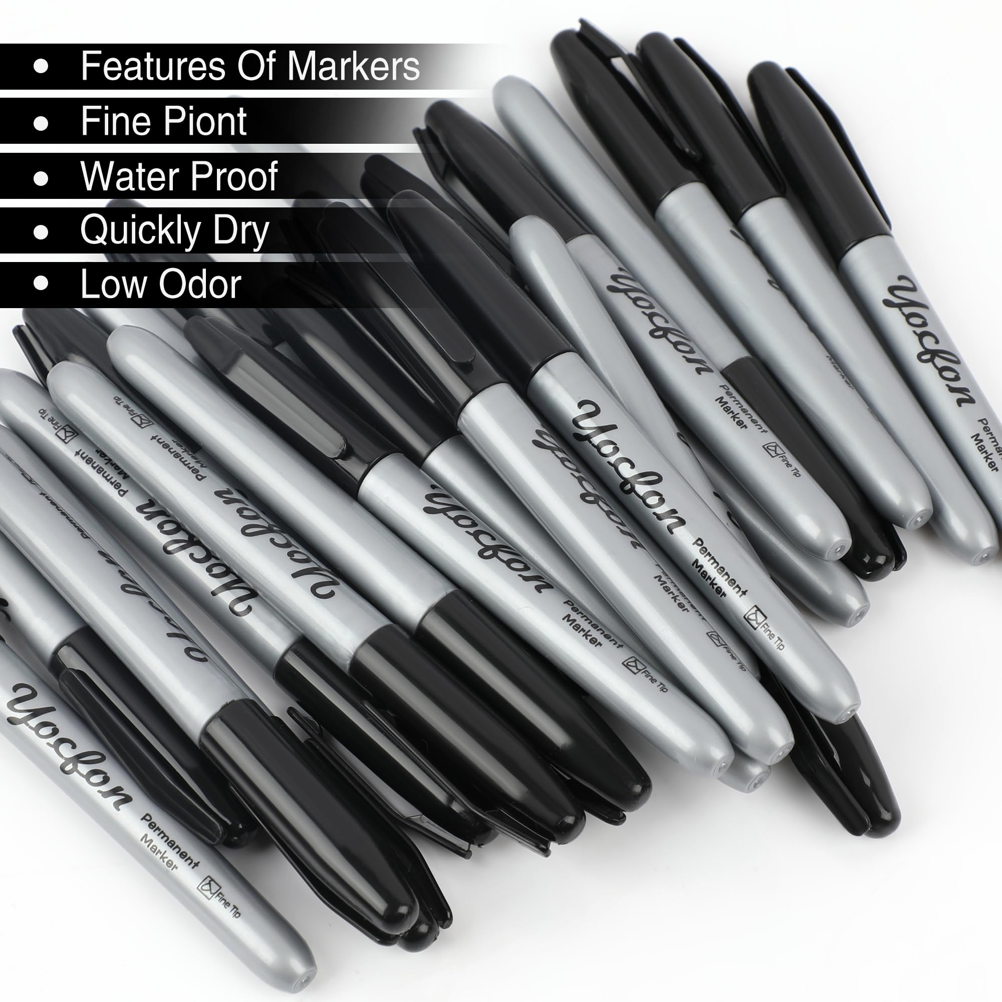 Permanent Markers Bulk 144 Count Black Permanent Markers Set Fine Tip Waterproof Markers Works On Plastic Wood Stone — view 4
