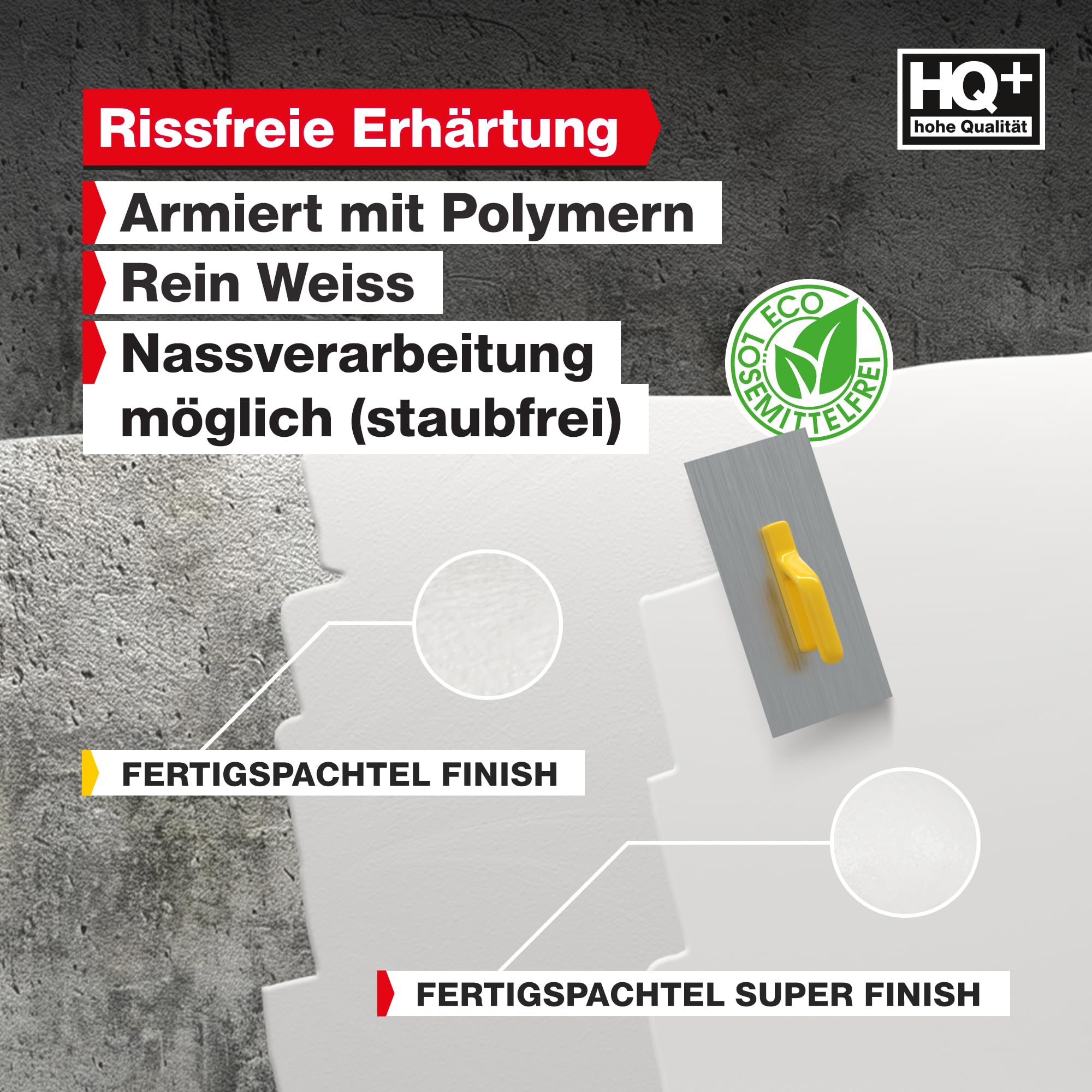 Isolbau Fertigspachtel Finish 60 kg, Glättspachtel Fugenspachtel, Gebrauchsfertige Polymer-Gips Fertig-Spachtelmasse für innen, Weiß Q1-Q11