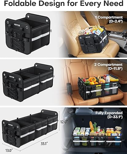 Miniatura 4 de HOTOR Organizador de maletero para SUV  Caja de almacenamiento de coche con tiras reflectantes, organizador plegable de coche con gran capacidad,