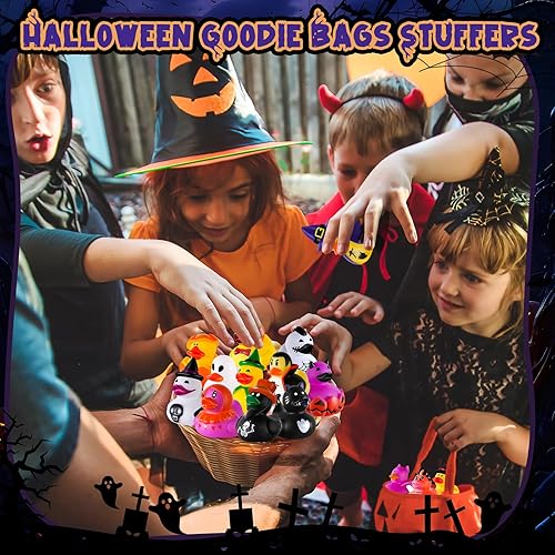 Miniatura 4 de 24 patos de goma de Halloween con una bolsa, bolsas de regalos de Halloween, patos de Halloween para Jeeps, regalos de fiesta, rellenos de cestas,
