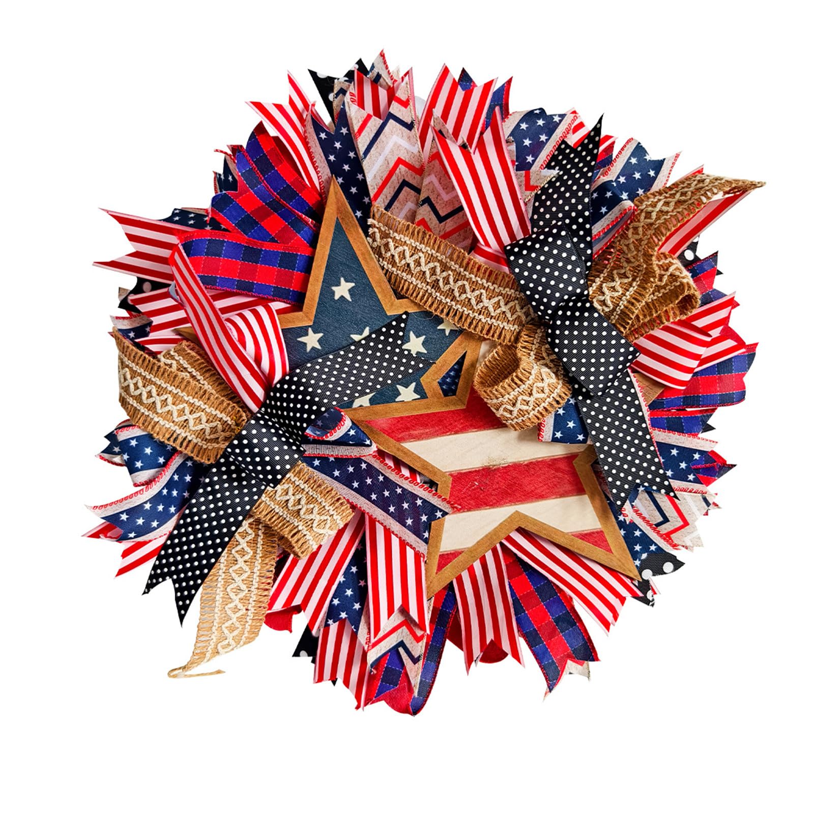 Tsophreniq Star Wreath for Front Door Wall Window Independence Day Decors Patriotic Wreath for Farmhouses Outdoor Garden Independence Day