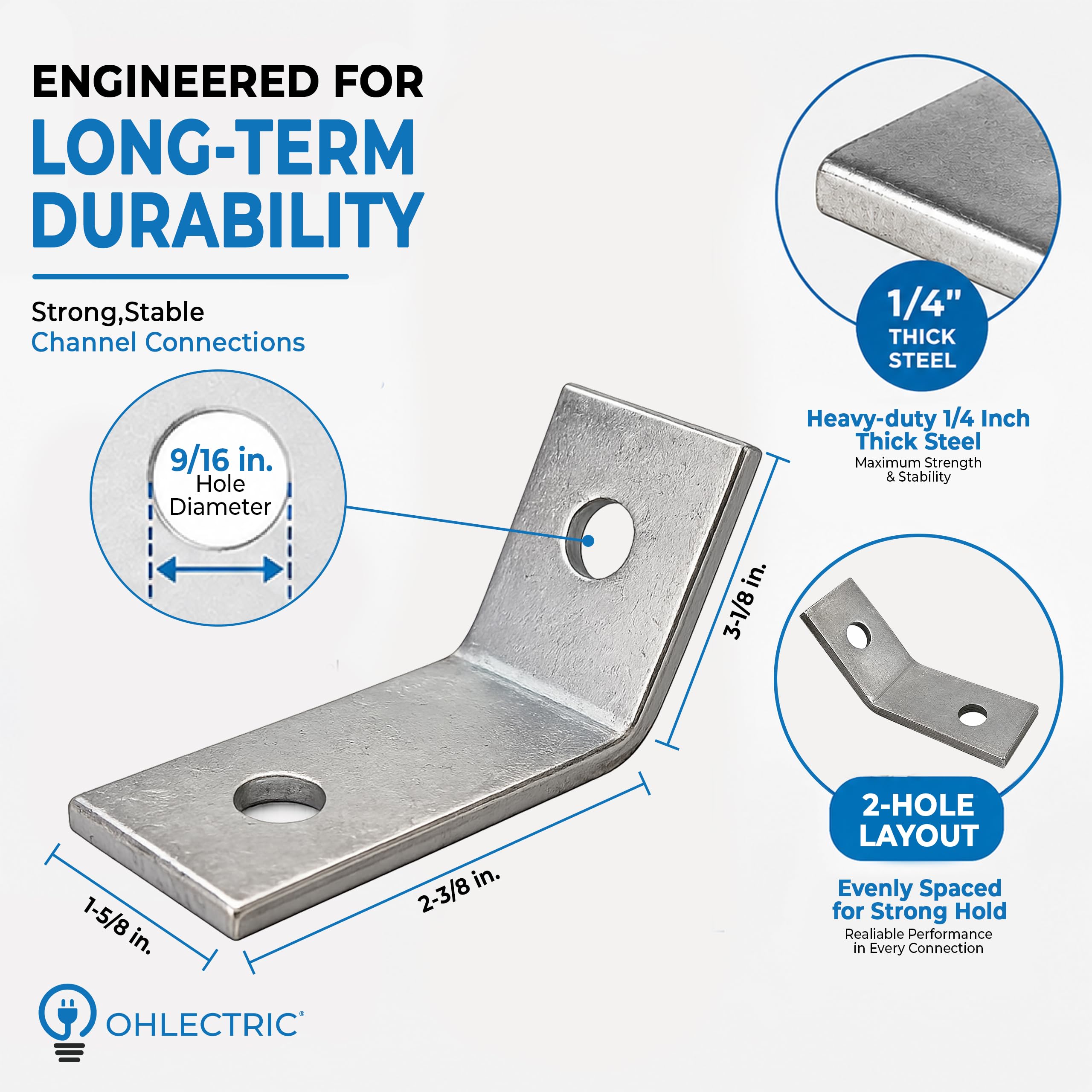 Amazon.com: OHLECTRIC (5 Pack) 2-Hole Open 45° Corner Angle