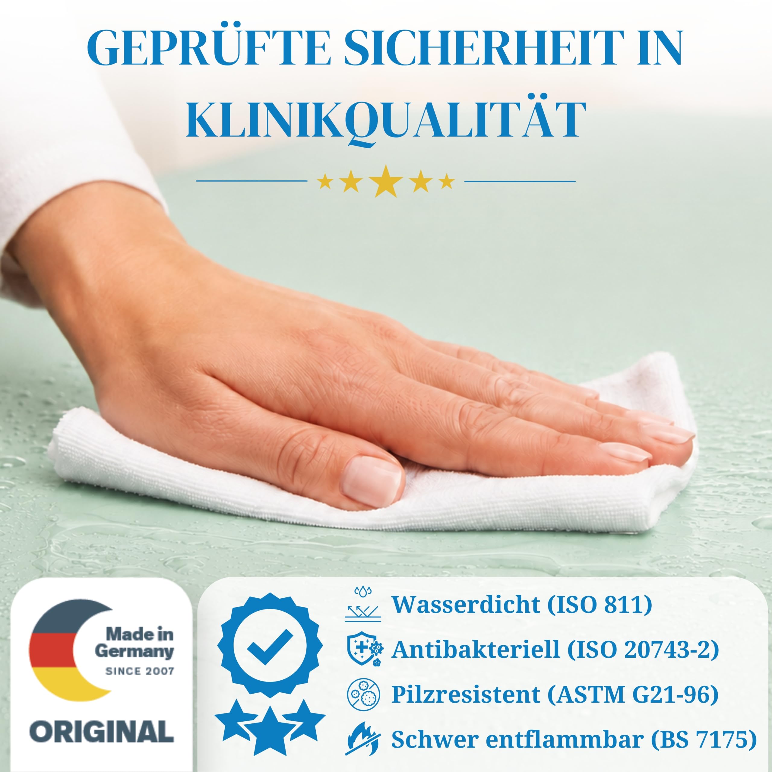PROCAVE Sábana Bajera Impermeable en Verde, Transpirable y Lavable, Protector de colchón fácil de Limpiar, Fabricado en Alemania, 60 x 210 cm