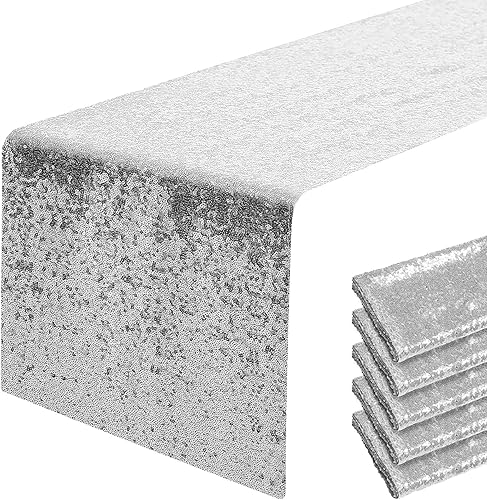 Pufogu - Camino de mesa de lentejuelas brillantes de 12 x 72 pulgadas para fiestas de cumpleaños, decoración de bodas, despedidas de soltera,