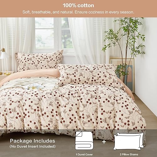 Miniatura 14 de SAPHREAS Juego de funda de edredón de hojas botánicas, tamaño King, 3 piezas, hojas amarillas, juego de funda de edredón 100% algodón suave, 1 funda