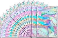 Vista 1 de Funfery Paquete de 100 bolsas holográficas a prueba de olores, bolsas resellables con ventana transparente, bolsa de aluminio de Mylar