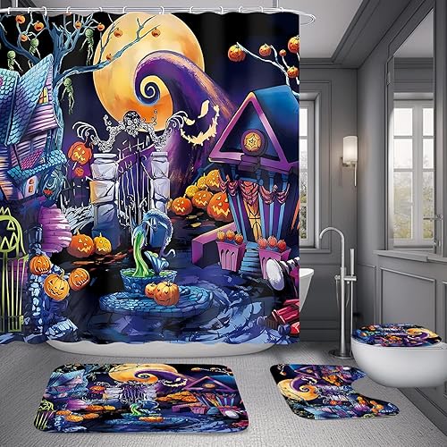 Miniatura 19 de Yizheer Juego de cortinas de ducha geométricas rojas con alfombras antideslizantes, cubierta de tapa de inodoro y tapete de baño, juego