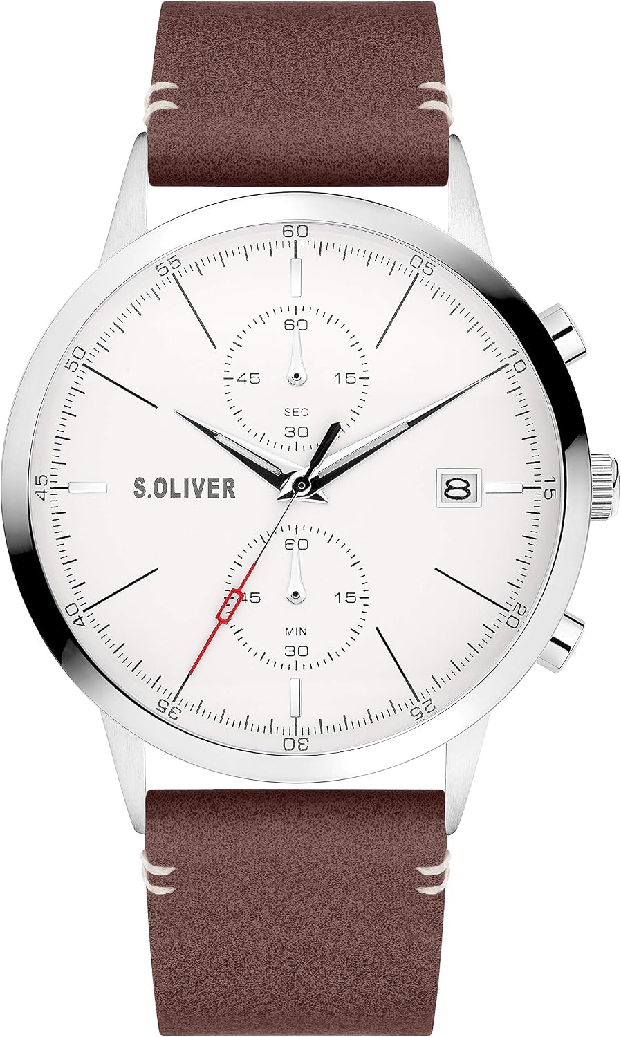 s.Oliver SO-4123-LC Orologio analogico al quarzo da uomo con cinturino in similpelle, cinturino