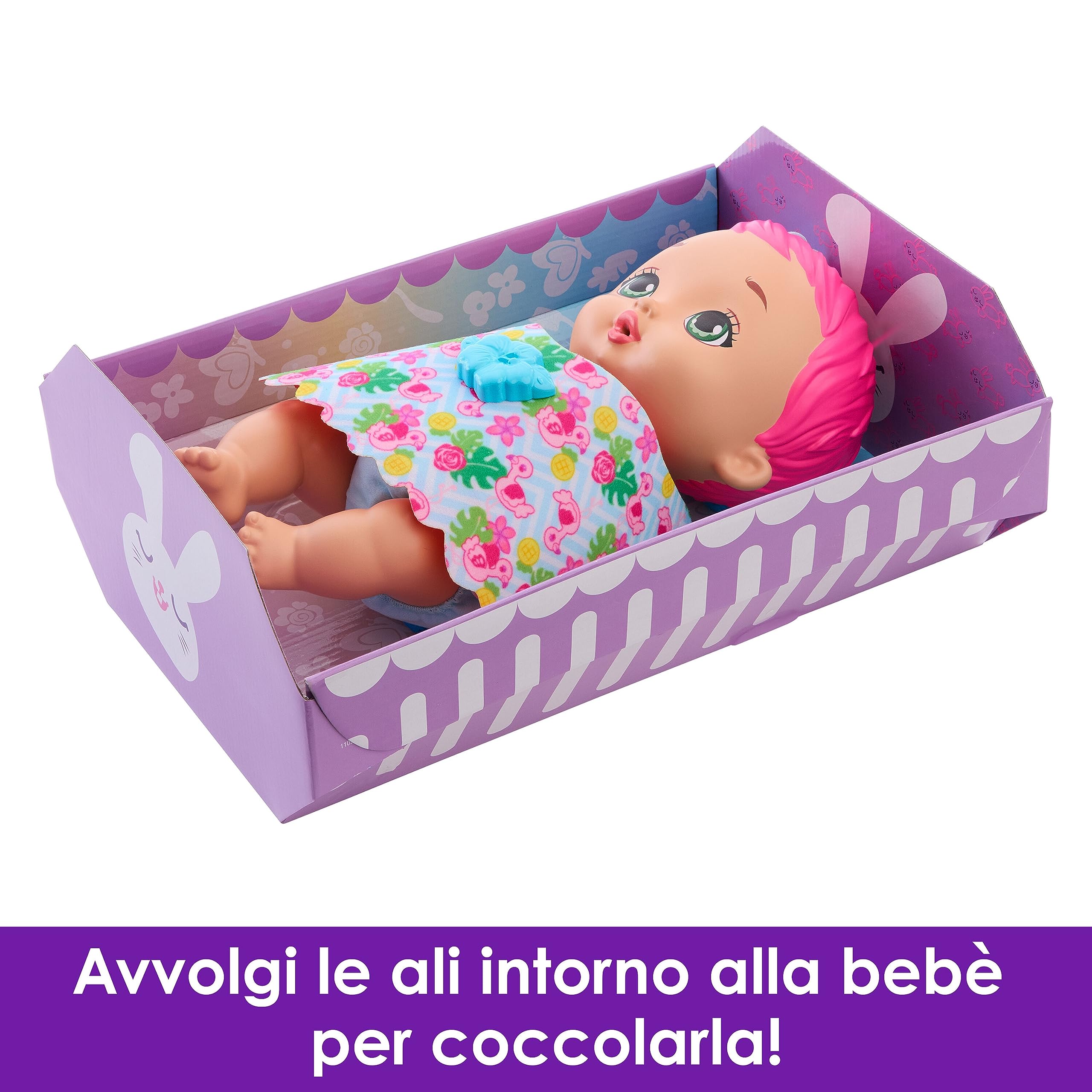 Mattel My Garden Baby - Bambola Junior Fenicottero Rosa con pannolino riutilizzabile, biberon e tanti altri accessori, giocattolo per bambini, 3+ anni, HPD12