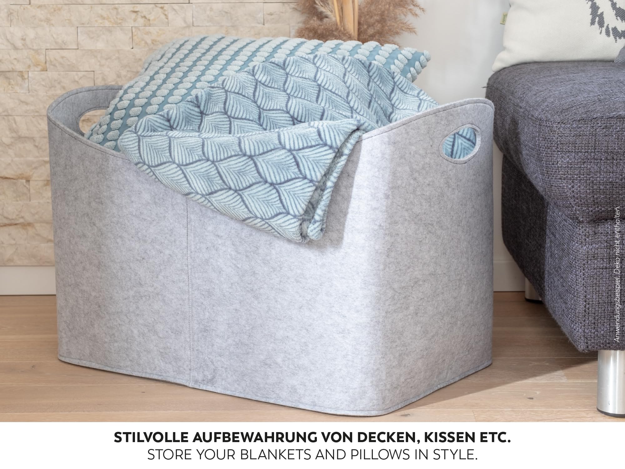 Rubberneck Borsa per tronchi in feltro XXL - Stoccaggio per legna da ardere, riviste, 63 x 40 x 42 cm (grigio)