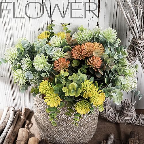 Miniatura 3 de hanlongyu 3 piezas de flores artificiales de simulación de loto de nieve, mezcla de plantas falsas para jarrones, ducha floral, boda, hogar, fiesta,