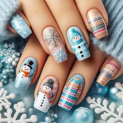 Christmas Coffin Press on Nails Medium Length Fake Nails with