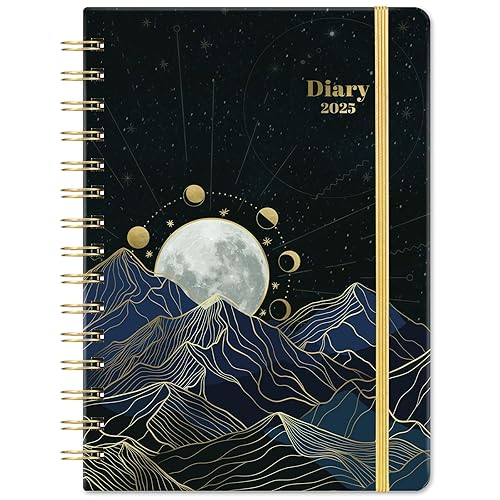 2025 Diary - 2025 Diary A5 Week to View runs from Jan. 2025 - Dec. 2025, Diary 2025 with Back Pocket, Monthly Tabs, 15.5 x 21.5 x1.5 cm - Lunar Astrology