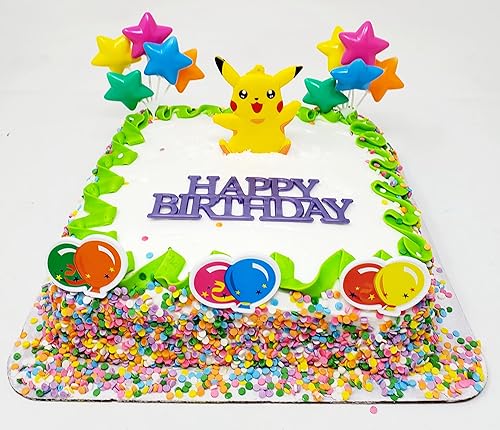 Iconic Gaming Series Poke - Juego de decoración para pastel de cumpleaños de 7 piezas (diseño único)