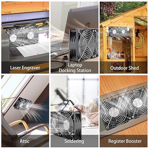 Miniatura 3 de Wathai Ventilador de computadora de 4.724in 9.449in x 1.496in con enchufe de CA, potente controlador de velocidad variable de flujo de aire grande