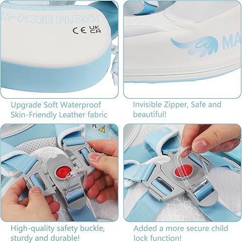 Miniatura 3 de Mambobaby Flotador de natación para bebé con toldo sólido para piscina, entrenamiento de natación, flotadores de agua sin aire, flotador de agua no