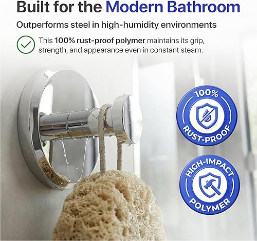 Miniatura 3 de HOME SO Ganchos de ventosa para ducha y baño, toallero de baño, paquete de 2 – Ganchos de ventosa para colgar toallas, batas y abrigos – azulejos