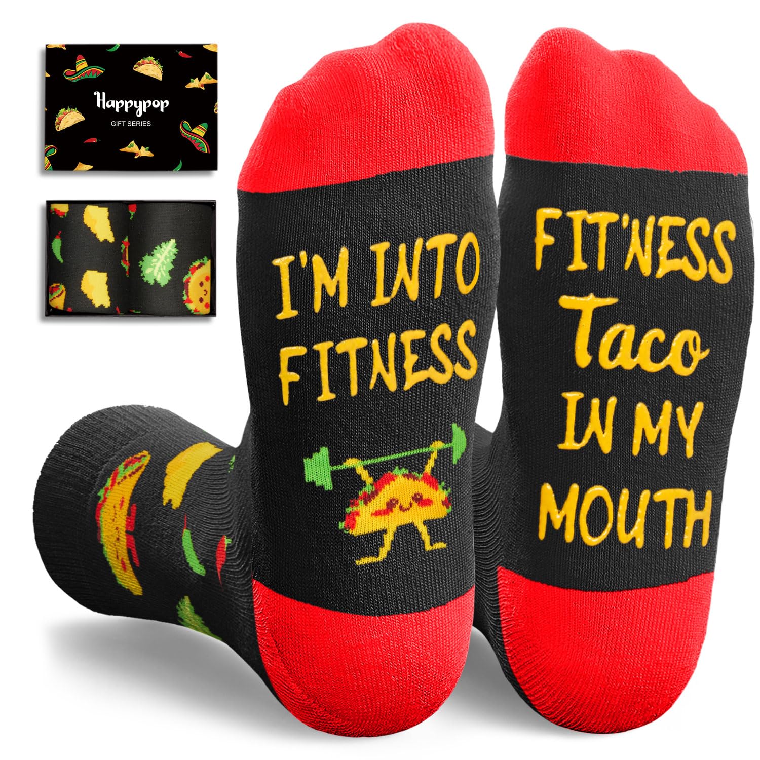 HAPPYPOP Food Socks for Men Women - Taco Bacon Egg Socks, Taco Bacon Food Lovers Gifts