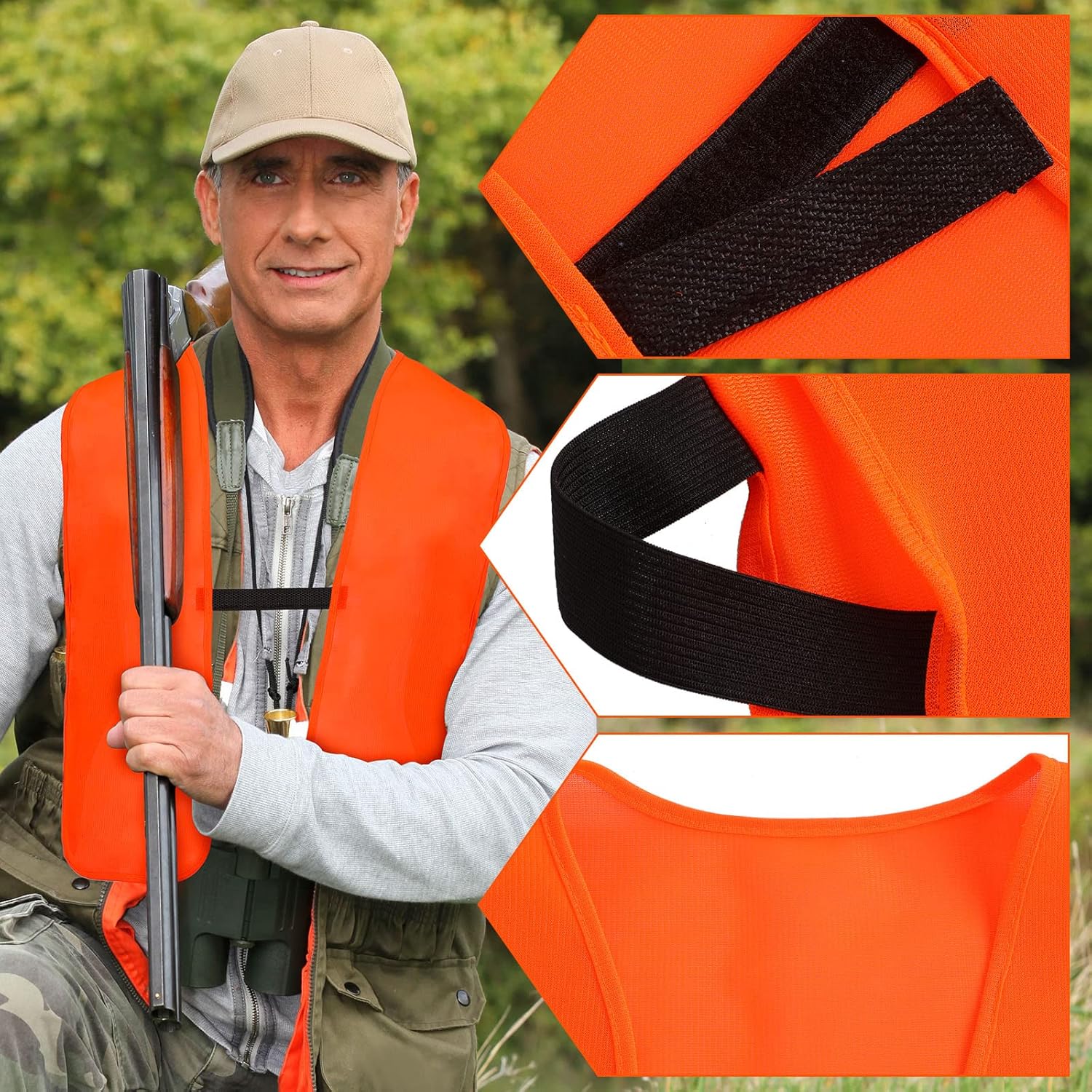 Chuarry 5 Pcs Blaze Orange Hunting Vest Adult Unisex Orange Safety Hunting Vest Outdoor for Men Visibility Unisex Adult Women Outdoor, Medium - Image 3
