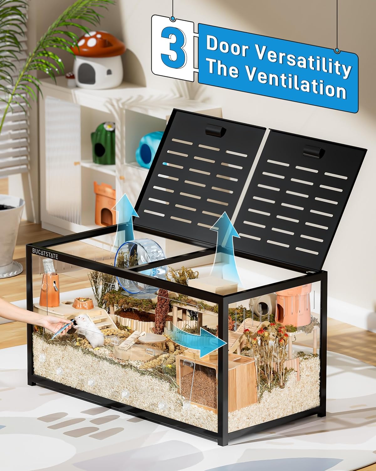 BUCATSTATE Hamster Cage 3.0 with Hamster Paper Bedding 70L