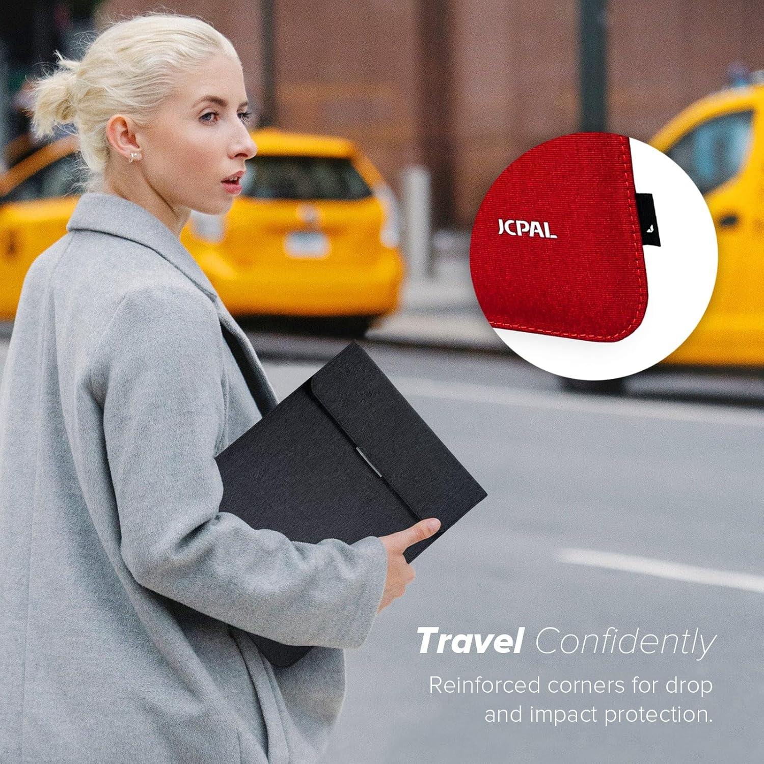 JCPal Fraser Slim Laptop Sleeve - Minimalist Protective Case with Magnetic Closure and 360-Degree Protection for 13-inch and 14 inch Laptops and Tablets (Charcoal Gray)