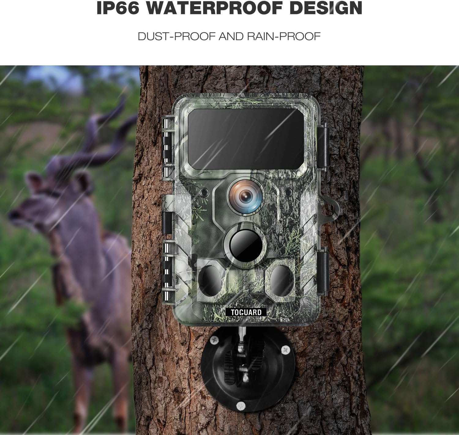 WiFi Trail Camera, 48MP Game Camera with Bluetooth, 1080P Night Vision 0.2s Trigger Time Motion Activated 120° Wide Angle View Wildlife Camera, IP66 Waterproof Hunting Camera for Outdoor